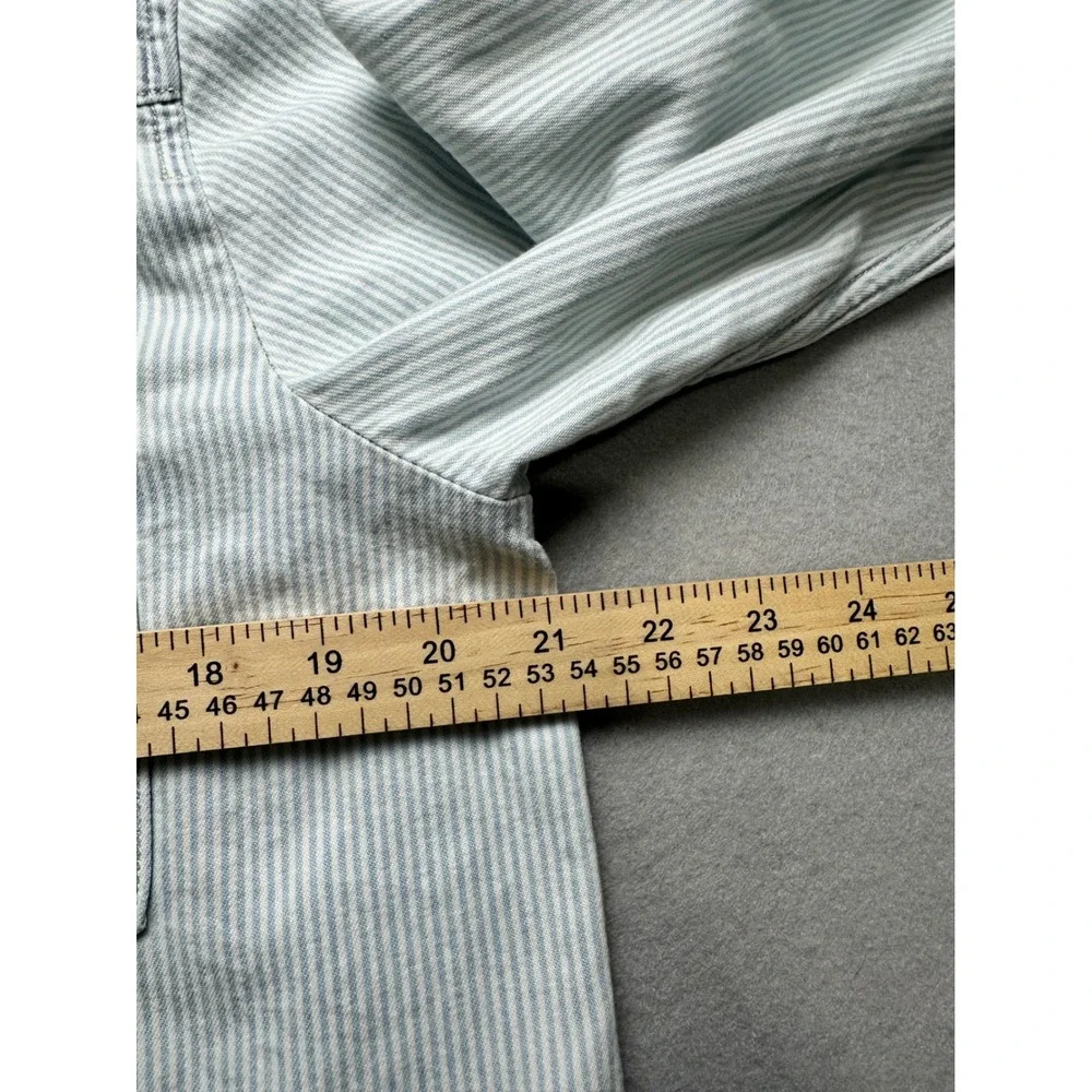 Levi Strauss Western Shirt Womens L Blue White Stripe Pearl Snap Long Sleeve
